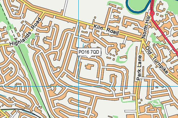 PO16 7QD map - OS VectorMap District (Ordnance Survey)