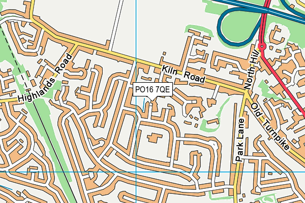 PO16 7QE map - OS VectorMap District (Ordnance Survey)