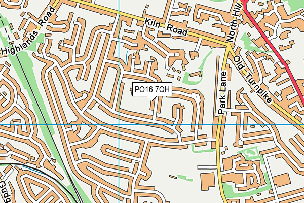 PO16 7QH map - OS VectorMap District (Ordnance Survey)