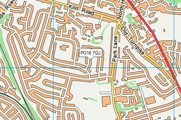 PO16 7QJ map - OS VectorMap District (Ordnance Survey)