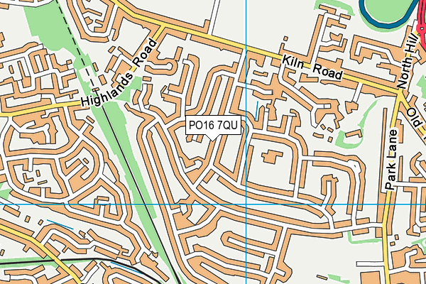 PO16 7QU map - OS VectorMap District (Ordnance Survey)