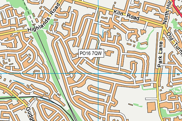 PO16 7QW map - OS VectorMap District (Ordnance Survey)