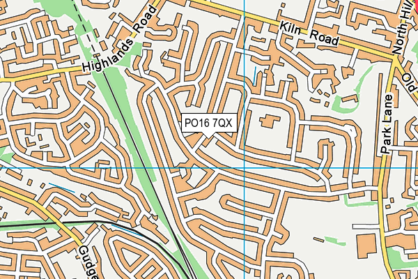 PO16 7QX map - OS VectorMap District (Ordnance Survey)