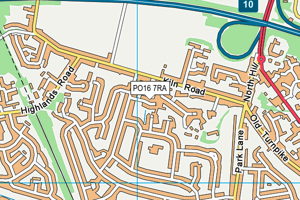 PO16 7RA map - OS VectorMap District (Ordnance Survey)