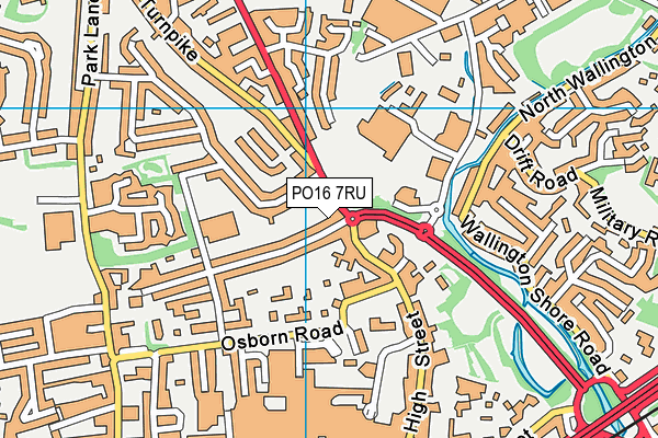 PO16 7RU map - OS VectorMap District (Ordnance Survey)