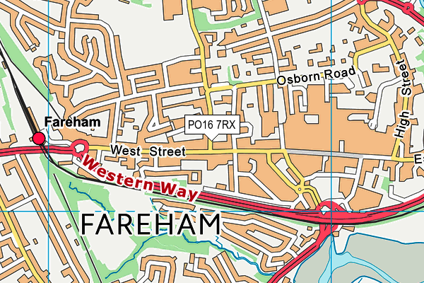 PO16 7RX map - OS VectorMap District (Ordnance Survey)