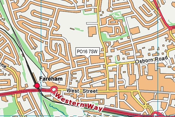 PO16 7SW map - OS VectorMap District (Ordnance Survey)