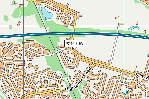 PO16 7UW map - OS VectorMap District (Ordnance Survey)