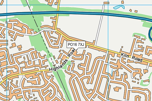 PO16 7XJ map - OS VectorMap District (Ordnance Survey)