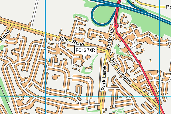 PO16 7XR map - OS VectorMap District (Ordnance Survey)
