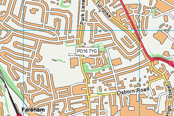 PO16 7YG map - OS VectorMap District (Ordnance Survey)
