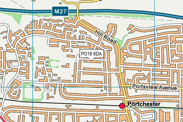 PO16 8DA map - OS VectorMap District (Ordnance Survey)