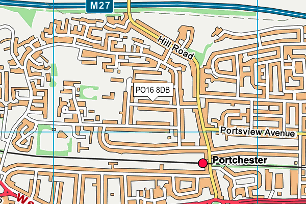 PO16 8DB map - OS VectorMap District (Ordnance Survey)