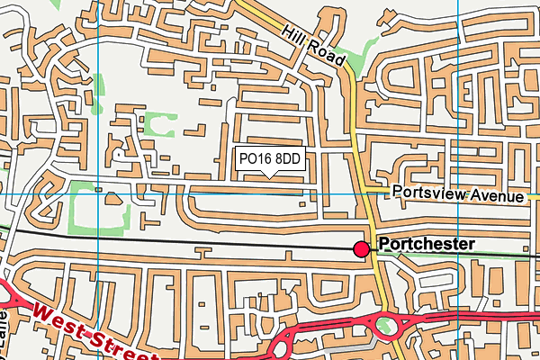 PO16 8DD map - OS VectorMap District (Ordnance Survey)