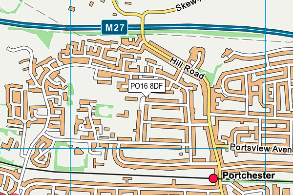 PO16 8DF map - OS VectorMap District (Ordnance Survey)