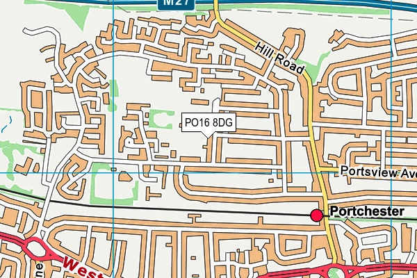 PO16 8DG map - OS VectorMap District (Ordnance Survey)