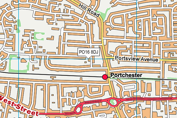 PO16 8DJ map - OS VectorMap District (Ordnance Survey)