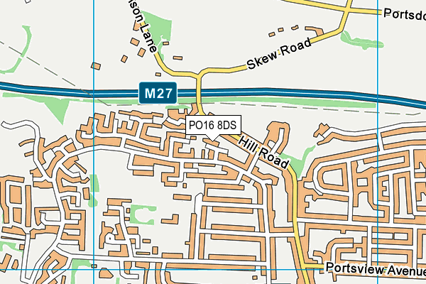 PO16 8DS map - OS VectorMap District (Ordnance Survey)