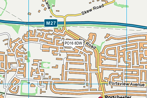 PO16 8DW map - OS VectorMap District (Ordnance Survey)