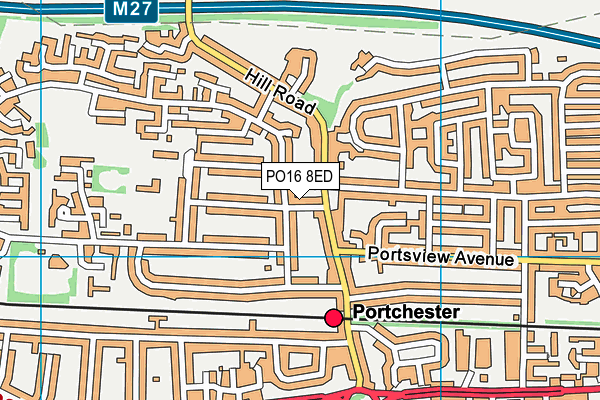 PO16 8ED map - OS VectorMap District (Ordnance Survey)