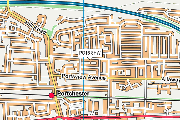 PO16 8HW map - OS VectorMap District (Ordnance Survey)