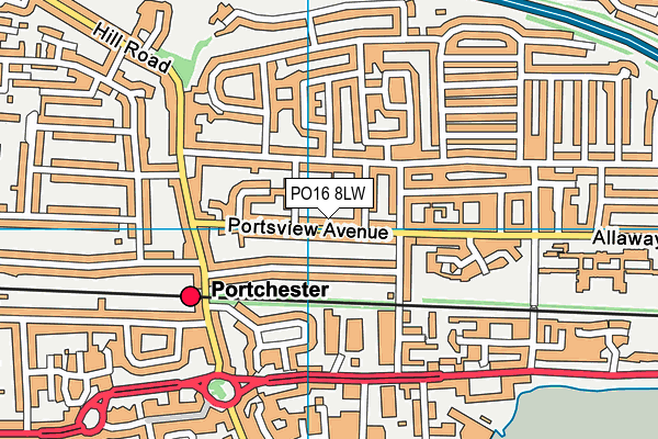 PO16 8LW map - OS VectorMap District (Ordnance Survey)