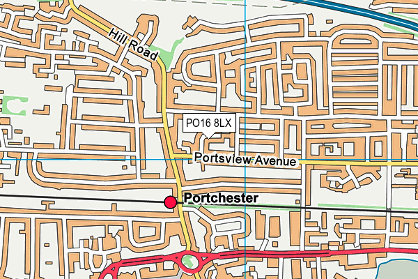 PO16 8LX map - OS VectorMap District (Ordnance Survey)