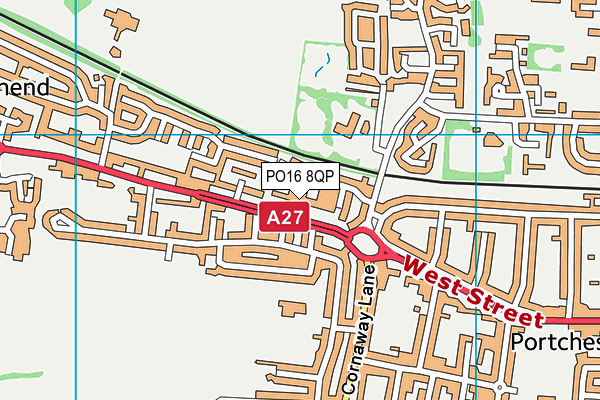 PO16 8QP map - OS VectorMap District (Ordnance Survey)