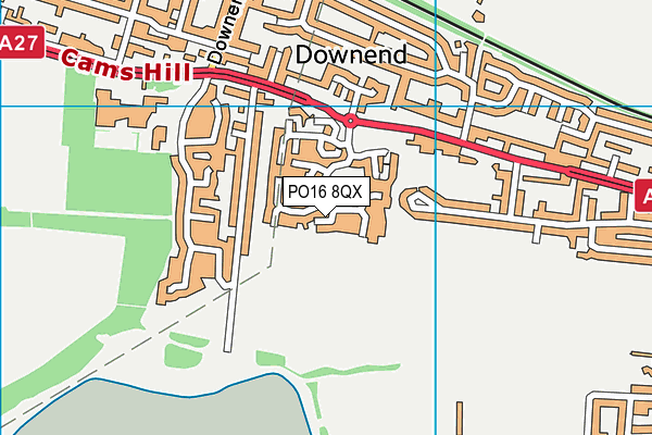 PO16 8QX map - OS VectorMap District (Ordnance Survey)