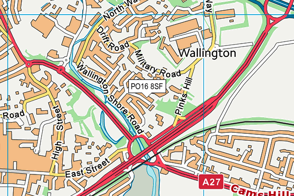 PO16 8SF map - OS VectorMap District (Ordnance Survey)