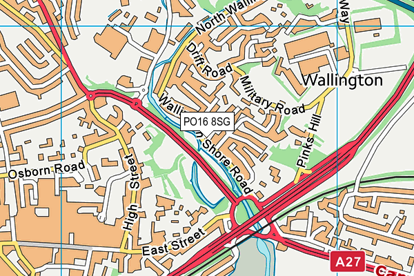 PO16 8SG map - OS VectorMap District (Ordnance Survey)