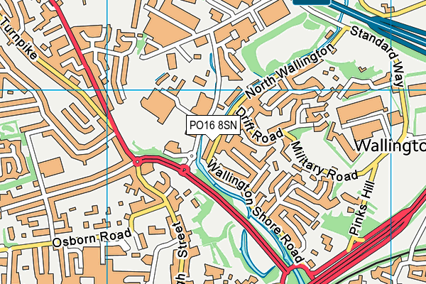 PO16 8SN map - OS VectorMap District (Ordnance Survey)