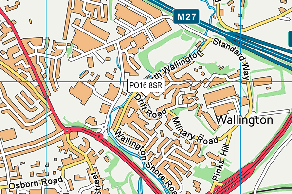 PO16 8SR map - OS VectorMap District (Ordnance Survey)