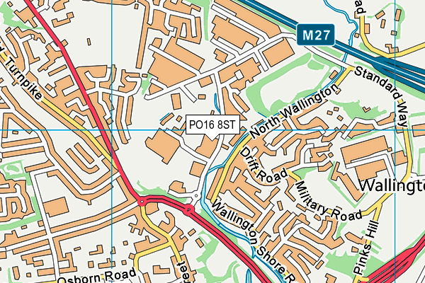 PO16 8ST map - OS VectorMap District (Ordnance Survey)