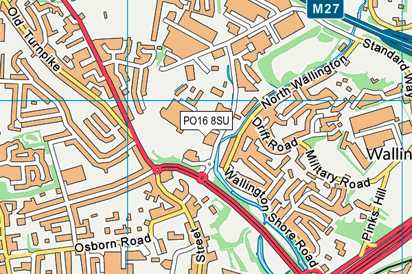PO16 8SU map - OS VectorMap District (Ordnance Survey)