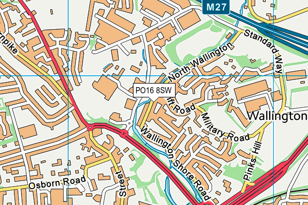 PO16 8SW map - OS VectorMap District (Ordnance Survey)