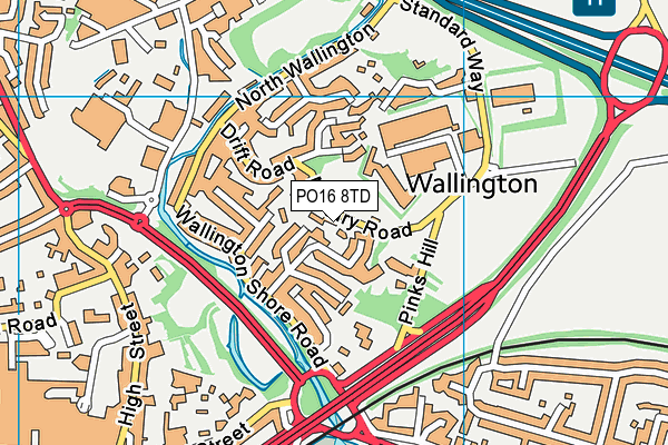 PO16 8TD map - OS VectorMap District (Ordnance Survey)