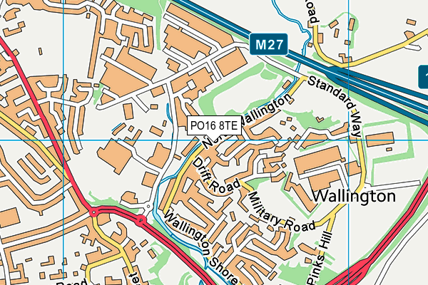 PO16 8TE map - OS VectorMap District (Ordnance Survey)