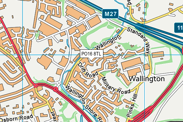 PO16 8TL map - OS VectorMap District (Ordnance Survey)