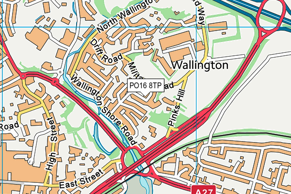 PO16 8TP map - OS VectorMap District (Ordnance Survey)