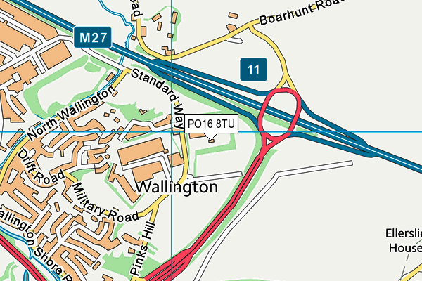 PO16 8TU map - OS VectorMap District (Ordnance Survey)