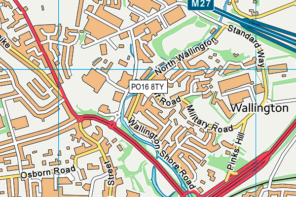 PO16 8TY map - OS VectorMap District (Ordnance Survey)