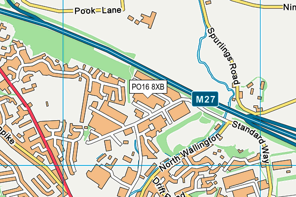 PO16 8XB map - OS VectorMap District (Ordnance Survey)