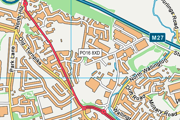 PO16 8XD map - OS VectorMap District (Ordnance Survey)