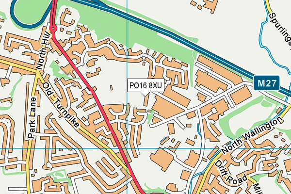 PO16 8XU map - OS VectorMap District (Ordnance Survey)