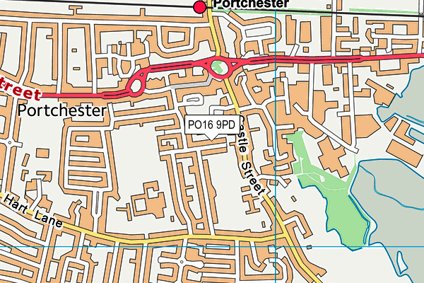 PO16 9PD map - OS VectorMap District (Ordnance Survey)