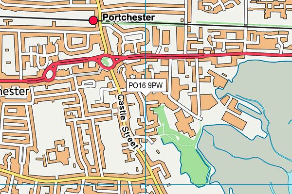 PO16 9PW map - OS VectorMap District (Ordnance Survey)