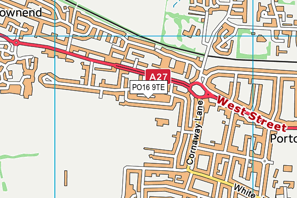 PO16 9TE map - OS VectorMap District (Ordnance Survey)