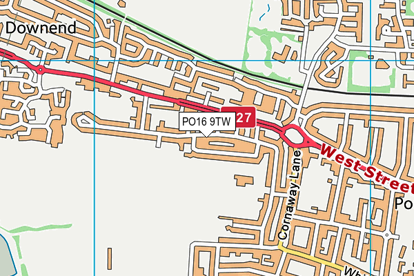 PO16 9TW map - OS VectorMap District (Ordnance Survey)