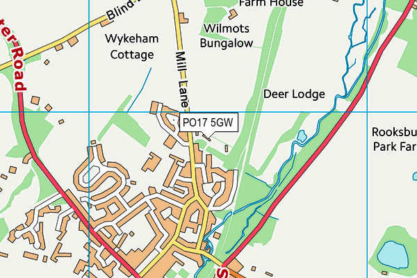 PO17 5GW map - OS VectorMap District (Ordnance Survey)